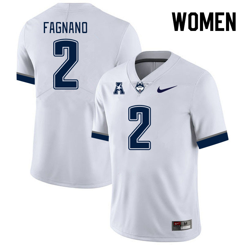 Women #2 Joseph Fagnano Connecticut Huskies College Football Jerseys Stitched Sale-White - Click Image to Close